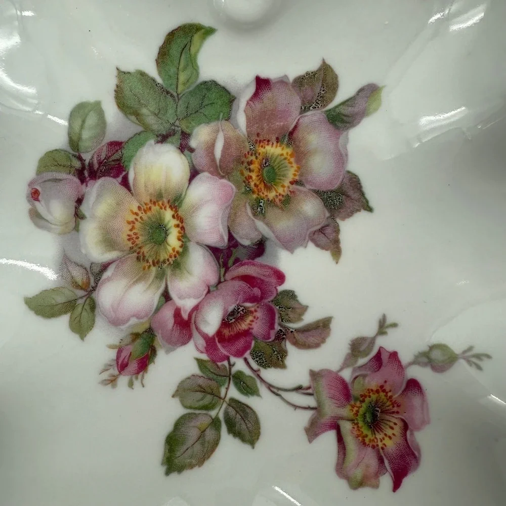 Vintage Gerold Porzellan Bavaria Western Germany Floral Trinket‎ Dish Gold Trim